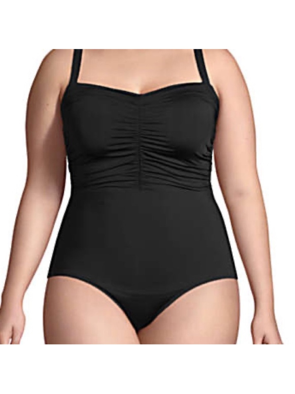 NEW Land's End One-Piece Swimsuit Size 8 Black Tummy Control Sweetheart NWOT